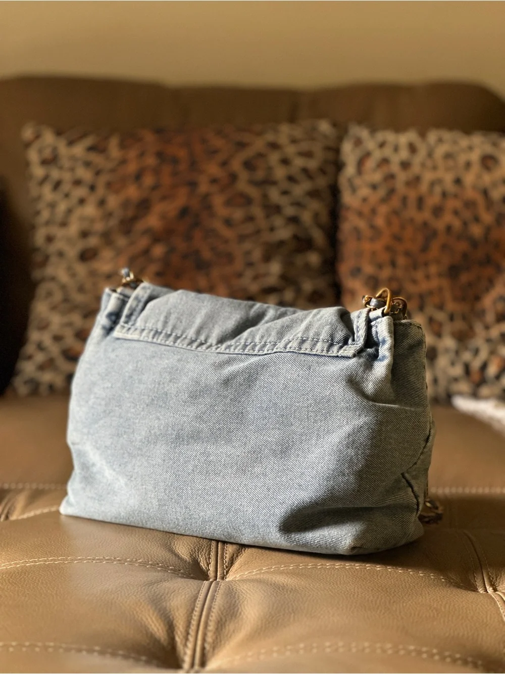 Givenchy Denim Shoulder Bag with Gold Chain